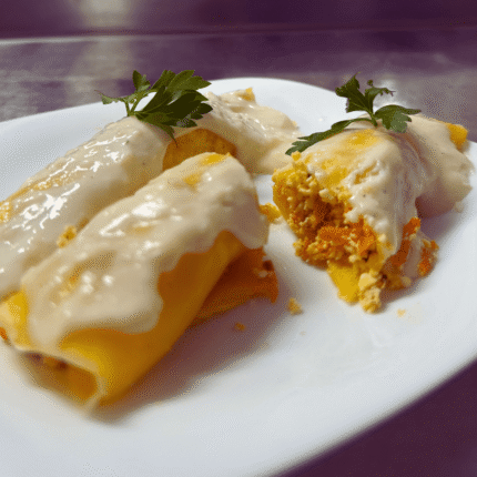 Panqueca de Ricota com Cenoura ao Molho Branco