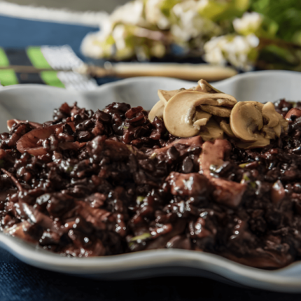 Risoto de Arroz Preto com Champignon
